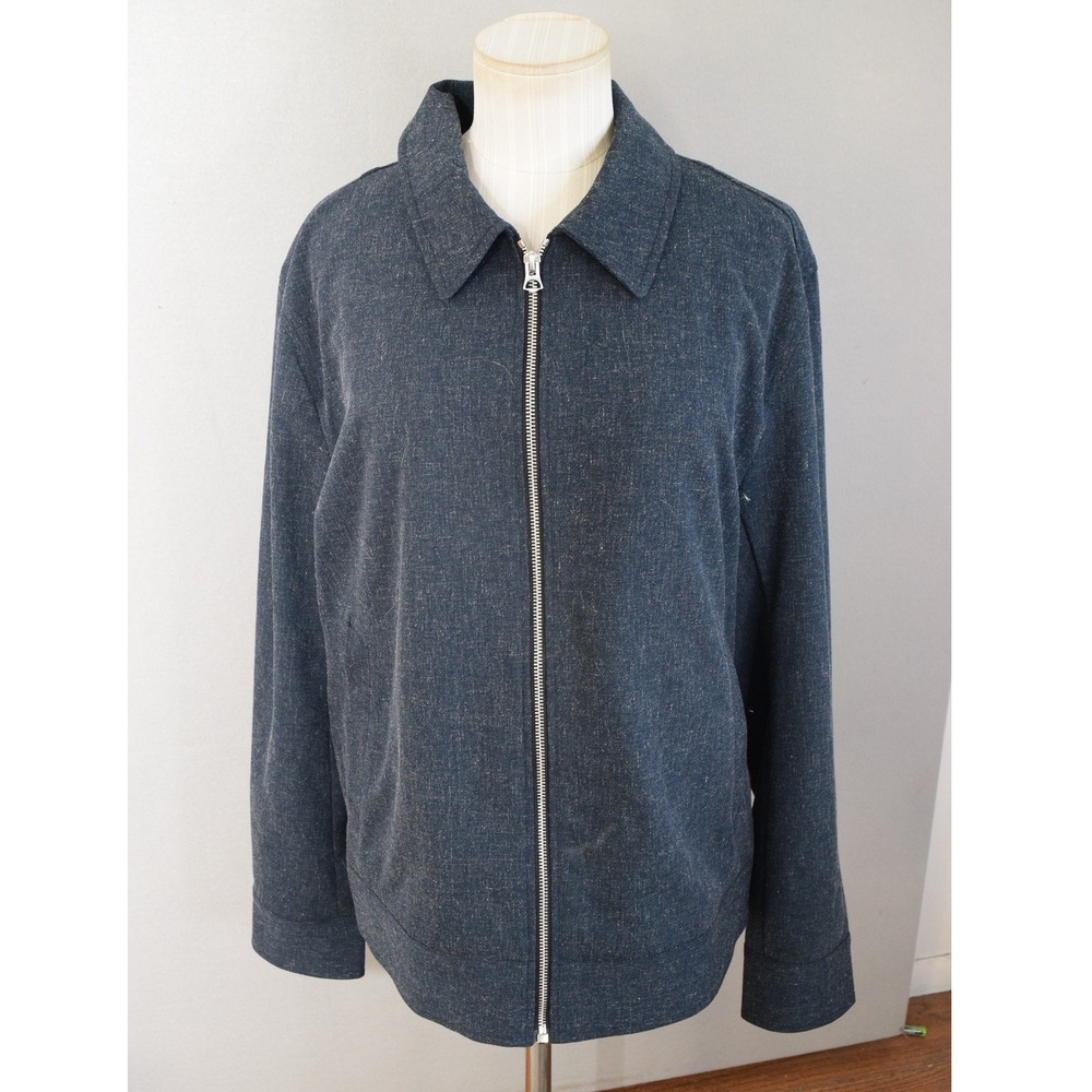 Rag & Bone Philips Zip Jacket Large Blue Textured Mens Luxury